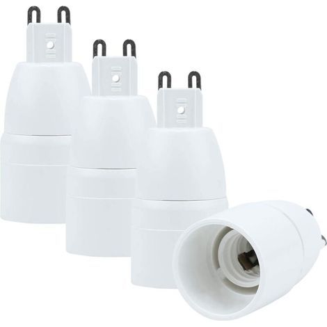 4x G9 to E14 Lamp Socket Adapter in WHITE - Set of 4 reformatting converters for lamp sockets for incandescent, LED, halogen, and energy-saving bulbs (1/3)