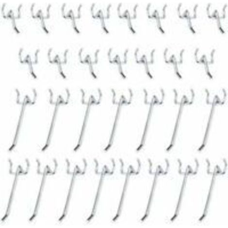 Ganchos metálicos para paneles perforados – Juego de 30 ganchos de 10 cm y 5 cm – Acero inoxidable anticorrosión – Capacidad de 1,5 kg (1/4)