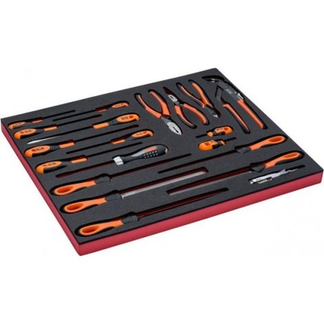 BAHCO - Jeu de tournevis/limes/pinces, module mousse 3/3 Fit&Go - 20 pcs