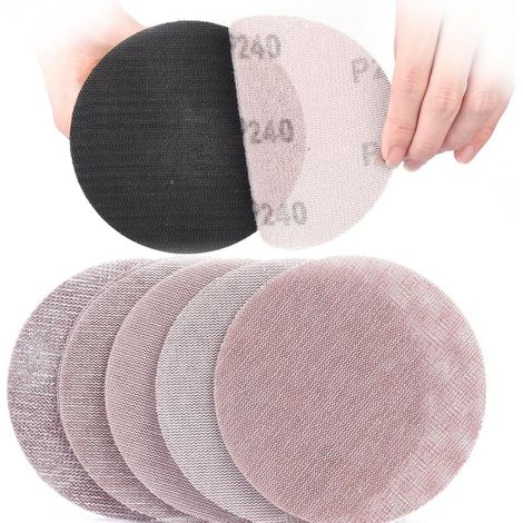 Disque Abrasif - 125 mm - Grains 80 120 180 240 400 - Pour Machines à Poncer Plâtre et Rectangulaires - 50 Pièces