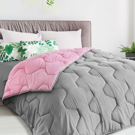 Edredón 220x240 CM ABBY bicolor rosa y gris 300 gr