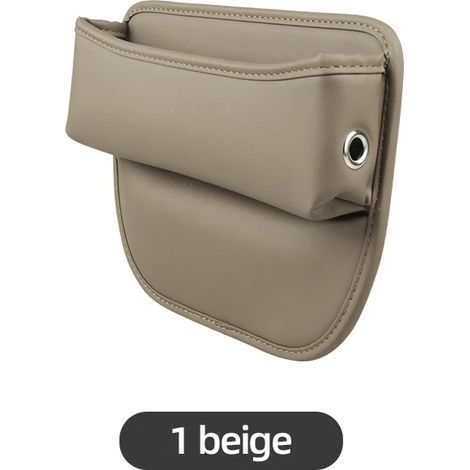 (1 pièce beige) Boîte de rangement en similicuir beige pour console centrale de voiture, avec porte-bouteille intégré (1/5)