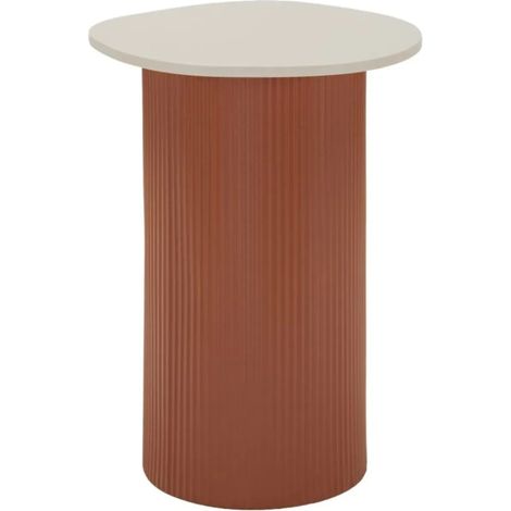 Tavolino da Caffè 53 cm Metallo Piano MDF Marmo Sintetico Rosso Bianco