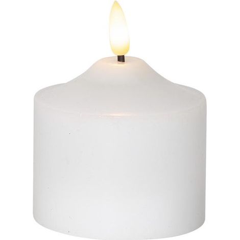 Star Trading Bougie Flamme, bougie à tige, décoration, blanc, LED, minuterie, blanc chaud, 9,5 cm