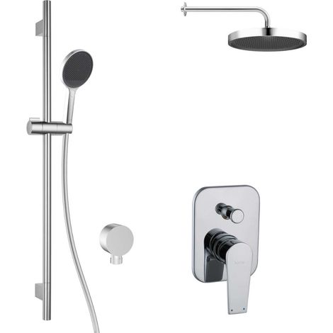 kielle Harmonia - Set de douche avec mitigeur encastré, 2 sorties, avec accessoires EcoSpare et corps d’encastrement, chrome 20623SP70 (1/5)