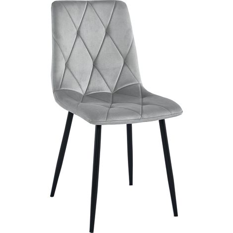 Sedia Libra in Velluto Grigio Argento con Gambe Nere (1/5)