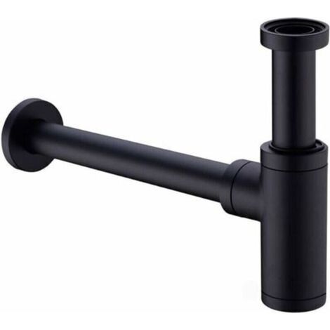 Laiton Siphon de Lavabo, Universel Syphon avec 200mm Tube d'extension, 1 1/4 x 32mm Réglable Sifon Anti Odeur Anti-fuite, Noir Mat (1/5)