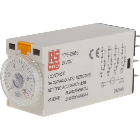 Relais temporisé RS PRO, 24V c.c., Enfichable, 4 contacts ( Prix pour 1 ) (1/3)