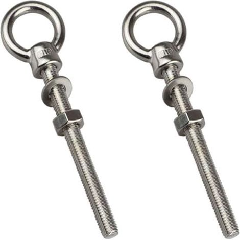 Vis à œil M10 x 120 mm - Lot de 2 - Acier inoxydable - Fixation lourde - Maison et atelier (1/5)