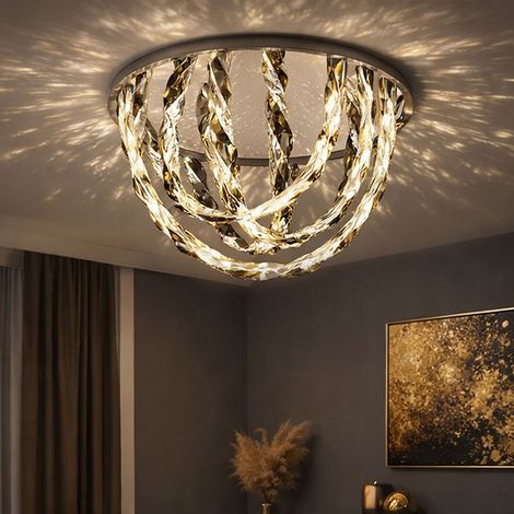 Lampada da soffitto LED lampada da tavolo da pranzo lampada da soggiorno lampada da soffitto cristalli fumo chiaro, 40W 960lm bianco neutro, DxH 60x42 cm