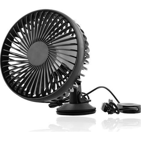 Mini ventilateur USB pour voiture, rotation à 360°, 12 V, silencieux, 3 vitesses, pour la maison, le bureau, la voiture, la camionnette, SUV, RV, bateau