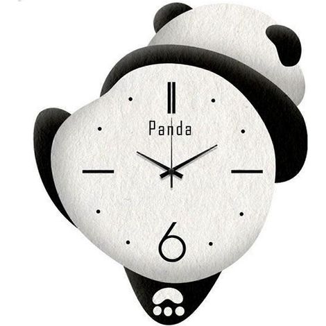 Horloge panda mignonne pour la chambre à coucher, horloge de dessin animé --- (1/5)