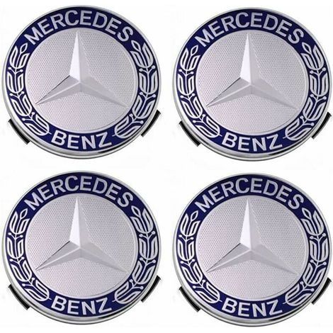 Enjoliveurs et jantes Cache-moyeu compatible avec Mercedes - Benz 75 mm - bleu, lot de 4 (1/3)