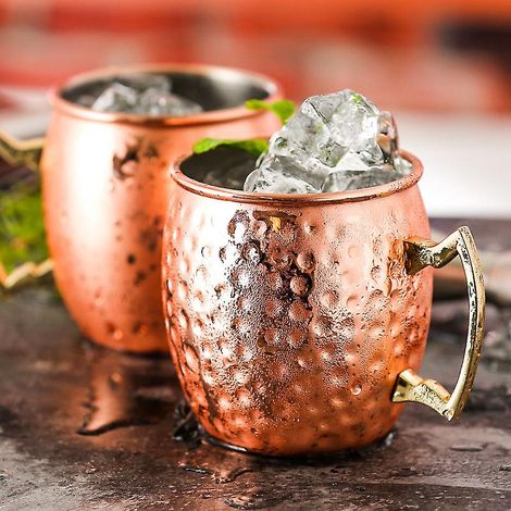 Ensemble de 4 tasses en cuivre pour Moscow Mule avec doseur, goupillon et paille - 530 ml - Coffret cadeau pour la maison, le bar ou les fêtes (1/5)