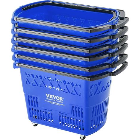 Commerces et épiceries, transport facile avec ce panier de courses roulant, lot de 6, capacité 39 L (1/5)