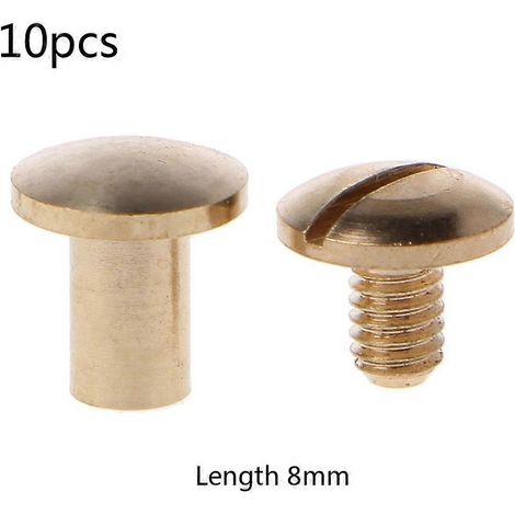 10 paires de boucles de ceinture à vis Chicago en métal doré 8 mm pour la confection de garnitures en cuir. (1/5)