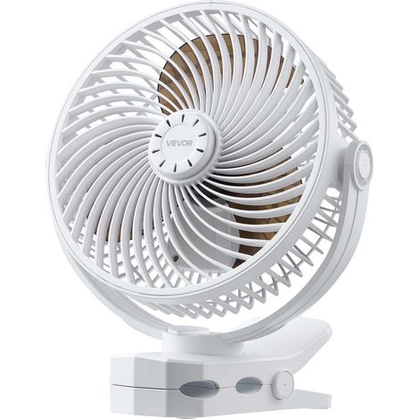 VEVOR Mini Ventilator mit Clip, Tischventilator mit USB-Anschluss, 3 Geschwindigkeitsstufen & Zirkulationsmodus, Umluftventilator für Schreibtisch, Golfwagen, Outdoor-Camping, Laufband, Büro, Weiß (1/5)