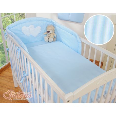 3-teiliges Bettwäscheset 135x100 - Herzen und blaue Streifen (1/5)