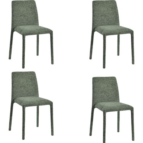 Lot de 4 chaises empilables confortables en tissu vert OTTO Casita (1/2)