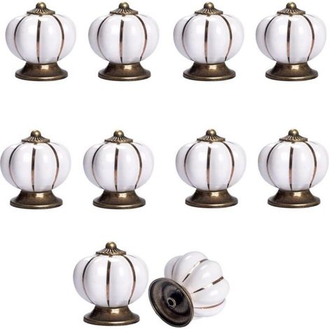 royaluxe - 10 Pcs Boutons Vintage De Citrouille En Céramique 40x40mm(Diamètre x Hauteur) , Poignee De Meuble Antique, Boutons De Portes Tiroirs Poignée De Traction Avec Vis Pour Cuisine Placard, Commo (1/5)