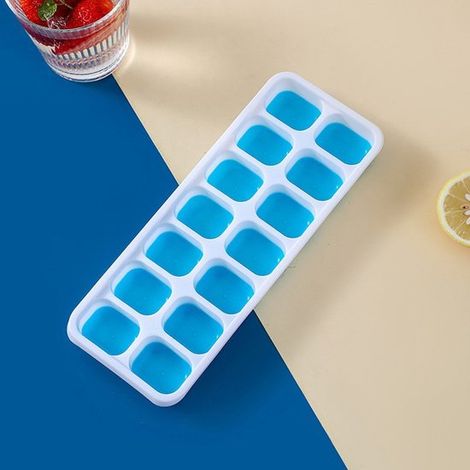 4 Silikon-Eiswürfelformen – Mit Deckel, BPA-frei, quadratische Eiswürfel (blau) (1/5)