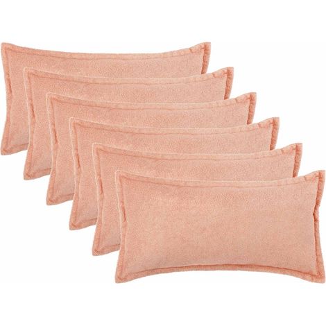 Federa 6 pcs HOUTEN Rosa 40 x 80 cm Bouclé vidaXL
