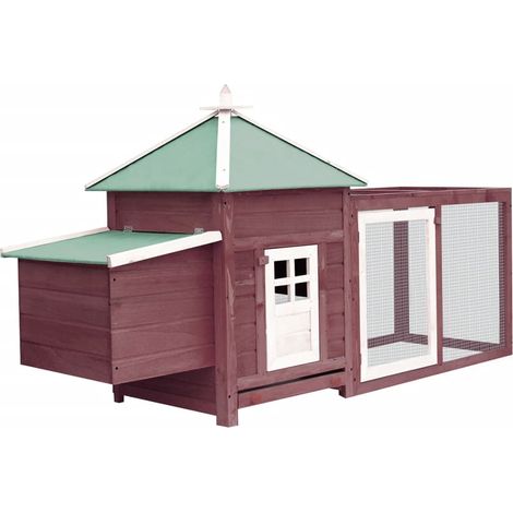 Pollaio con nido 193 x 68 x 104 cm legno massello di abete moka 020001673
