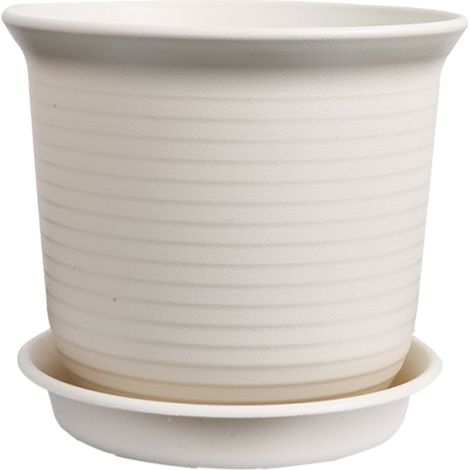 Pot de fleurs haut et bas en résine plastique imitation céramique, pot rond en forme de radis vert épais avec soucoupe (1/5)