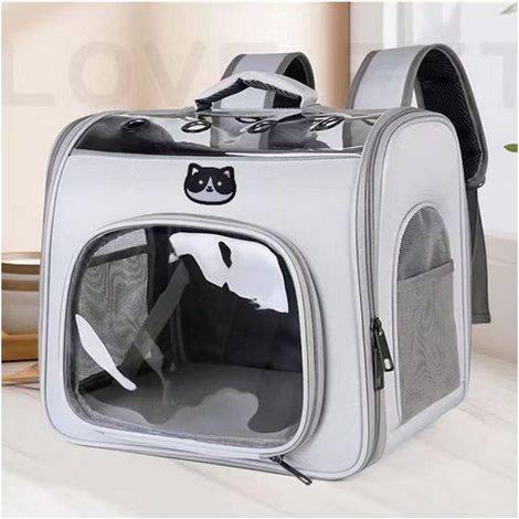 Sac à dos pour chat - Sac à dos pour chien - Sac de transport pour chat - Sac de voyage pliable pour chat - Polyester - Gris