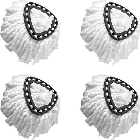 Lot de 4 têtes de vadrouille de rechange de qualité supérieure pour vadrouille magique rotative à 360°, compatible avec Vileda EasyWring et Clean Turbo Classic Tête de rechange 2 en 1 Turbo Mop, Blanc (1/4)