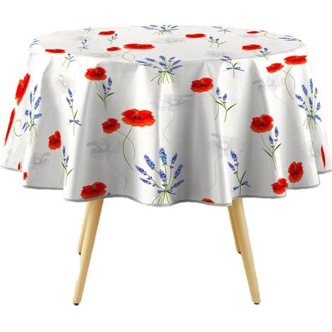 Nappe ronde imprimée coquelicots ARLES (1/4)