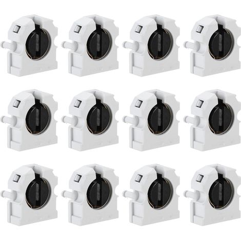T8 Support de Lumière Fluorescente, 12 Pcs G13 Base de Lampe Douille de Tube Fluorescent LED, 500V Remplacement du Support de Lampe de Type Tournant Non Shunté, 29x32x13mm (1/5)
