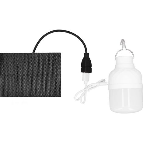 Ampoule LED Solaire 40W 5000K 1500lm, Éclairage Portatif avec Panneau Solaire 3W 5V pour Camping et Pêche (1/5)