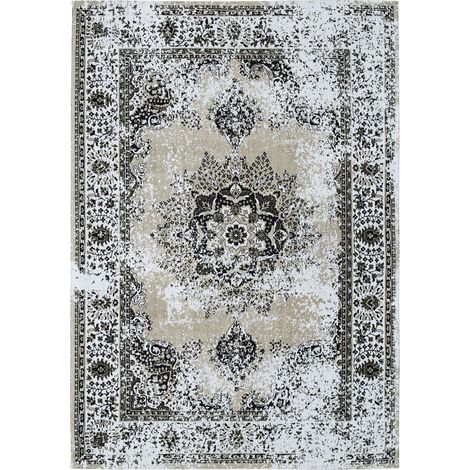 Tappeto in tessuto beige e grigio a pelo corto 140 x 200 cm Almus