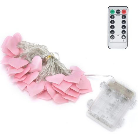 Lampe LED rose en forme de cœur avec fil de cuivre, décoration extérieure, intérieure, festive, Saint-Valentin, lampe cœur rose, 4 m x 40 cm, version blanc chaud (1/5)