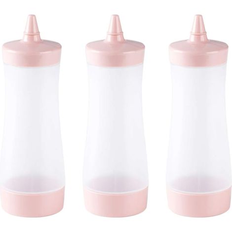 Ensemble de 3 flacons souples avec couvercles, distributeurs de condiments en plastique adaptés au ketchup, à la moutarde, à la sauce barbecue, aux cuisines de camping et plus encore. (1/5)