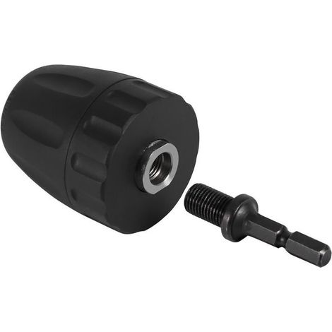 Mandrin Visseuse, Adaptateur Foret Visseuse 3/8-24UNF 0.8-10MM Clip de Mandrin de Foret sans Clé avec Adaptateur de Tige Hexagonale 1/4 ''