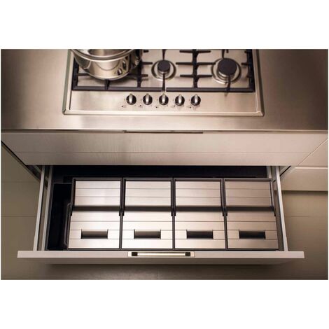 Premiere Cubos M60 Inox-Antracita - PREMIERE ANTRACITA - Contenedor antracita 2, 3 y 4 compartimentos para la colocación en interior de cajón