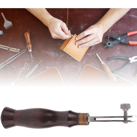 Manche en ébène, ciseau à bords réglable en acier inoxydable, outil de pressage pour travail du cuir, bricolage manuel, 1,5 mm (1/5)