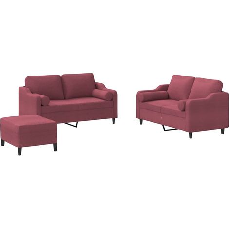 Maison Exclusive - Set di Divani 3 pz con Cuscini Rosso Vino in Tessuto