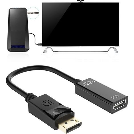 Câble adaptateur DisplayPort mâle vers HDMI femelle unidirectionnel pour transmission 1080p (1/5)