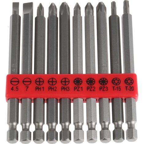 Jeu d'embouts de vissage RS PRO x 10 pièces ( Prix pour 1 )