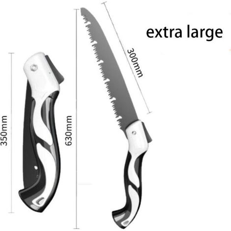 Petite scie pliante antirouille épaissie portable, scie d'élagage en bois vert, lame rétractable, grandes dents, coupe à tirer, lame en acier inoxydable, noir/blanc (1/4)