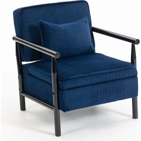 GagaFauteuil, fauteuil d'appoint moderne du milieu du siècle avec structure en bois, fauteuil rembourré pour salon avec coussin lombaire, fauteuil de lecture pour chambre et véranda (1/5)