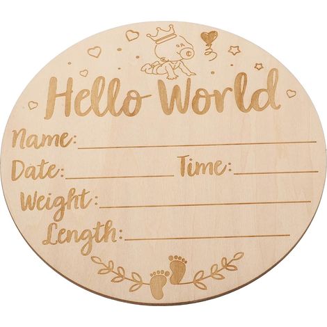 Panneau Rond en Bois pour Annonce de Naissance Bébé, Beige (1/5)