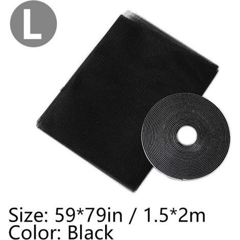 Moustiquaire Auto-adhésive - Maille Anti-moustiques Pour Fenêtre Et Porte - Découpe Sur Mesure - Noir - 1 Pièce