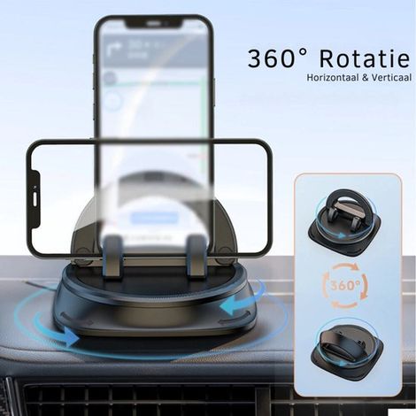 Support téléphone pour voiture – Antidérapant – Rotation 360° – Tableau de bord (1/5)