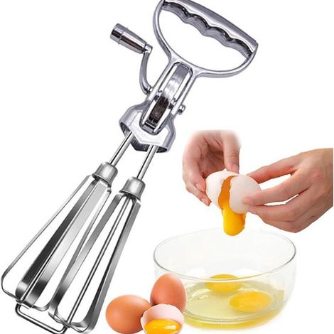 Batidora manual de acero inoxidable para huevos, Batidora de manivela, Espumador de leche, Utensilios de cocina para mezclar (1/5)