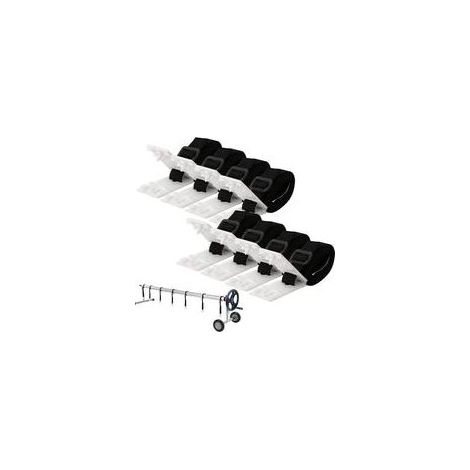 Kit di fissaggio per avvolgitore di copertura solare per piscina con 8 cinghie e linguette adesive in nylon, 8 piastre per cordino, 8 fibbie (1/4)