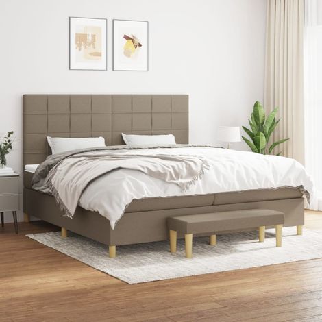 Lit adulte Durable,Lit à sommier Tapissier + Matelas Taupe 200x200 cm Tissu -41587 (1/5)